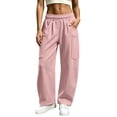 thumbnail image 2 of Jovrlynd Womens Cargo Sweatpants 2026 Elastic High Waist Wide Leg Sweat Pants with Multi Pockets, S-2XL, 2 of 7