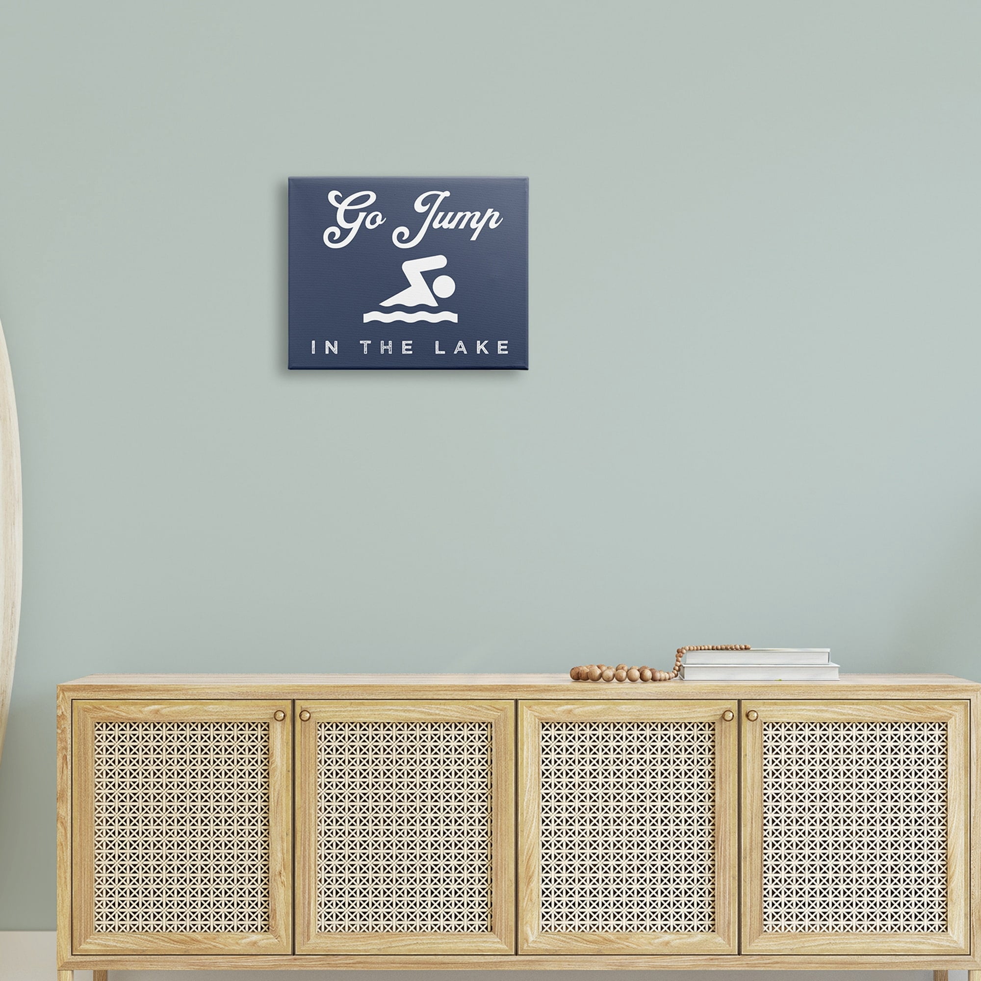 Stupell Industries Go Jump in Lake Nautical Swimmer Iconography Sign,20 x 16, Design by Daphne Polselli