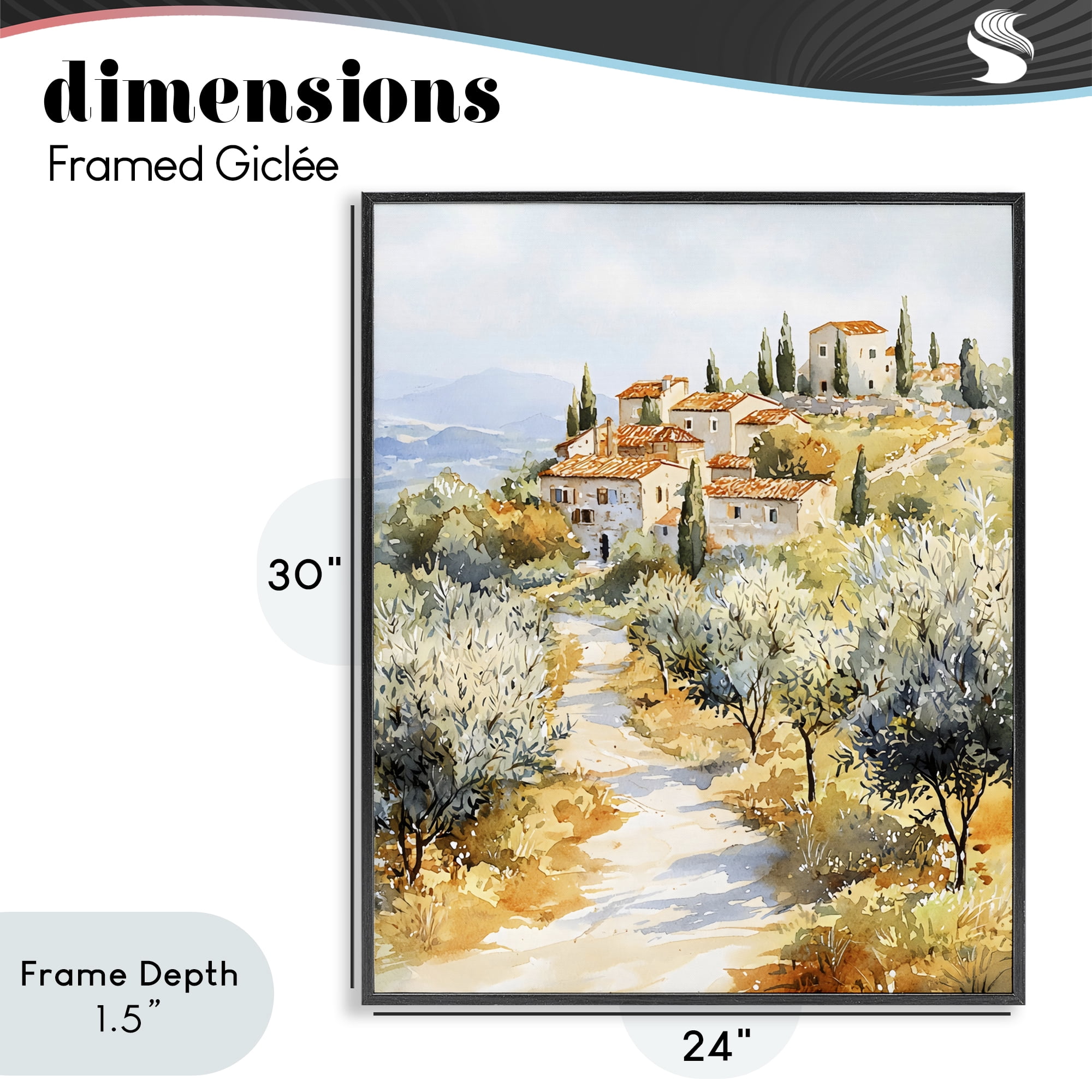 Stupell Industries Tuscan Hilltop Village View Black Framed Giclee Art, design by LSR Design Studio