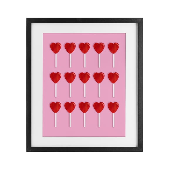 Stupell Industries Heart Lollipops Collection Black Framed Print Under Glass, design by LISH Creative