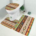 thumbnail image 2 of Ethnic Geometric Striped Pattern Bathroom Rugs Sets 3 Piece,Toilet Cover Set,Absorbent Non Slip Bathroom Mats Sets with U-Shaped Contour Rug Toilet Rug Set, 2 of 5