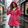 thumbnail image 6 of vdgthytj Rain Jacket Women Long Sleeve Full Zip Waterproof Elastic Waist Hooded Jackets Fall Outdoor Hiking Travel Outerwear with Pockets(Medium,Pink), 6 of 8