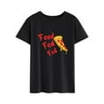 thumbnail image 3 of TWZH Women Feed Fed Fed Pizza Print Round Neck T-Shirt, 3 of 6