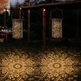 thumbnail image 4 of Set of 2 Solar Lantern Lights with Circle Flower, IP44 Outdoor Waterproof Metal LED Decorative Light for Garden Patio Courtyard Lawn, Bronze, 4 of 6
