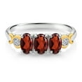 thumbnail image 2 of Gem Stone King 925 Silver and 10K Yellow Gold Red Garnet and Lab Grown Diamond Engagement Ring for Women | 1.73 Cttw | Oval 6X4MM | Gemstone January Birthstone | Size 9, 2 of 4