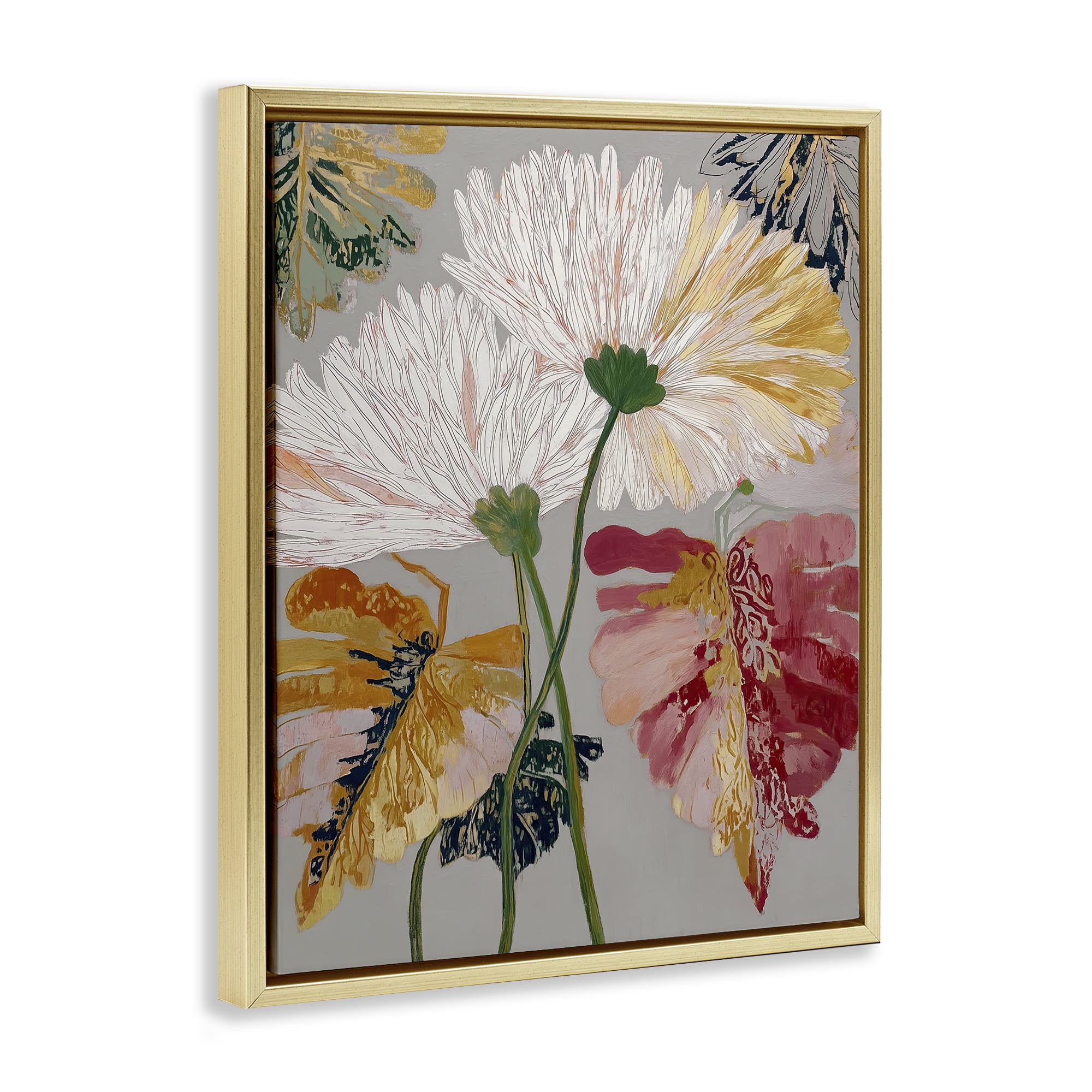 Playful Assumptions Flowers Gold Framed Floater Canvas Wall Art, design by Annabelle Hall