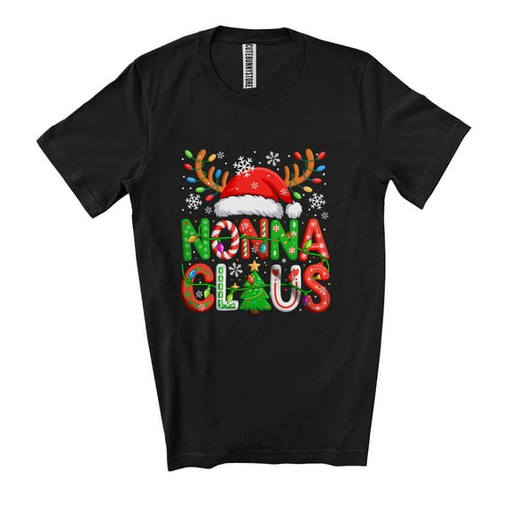 Nonna Santa; Amazing Christmas Lights Santa Reindeer Grandma; X-mas Family Group Unisex T-Shirt