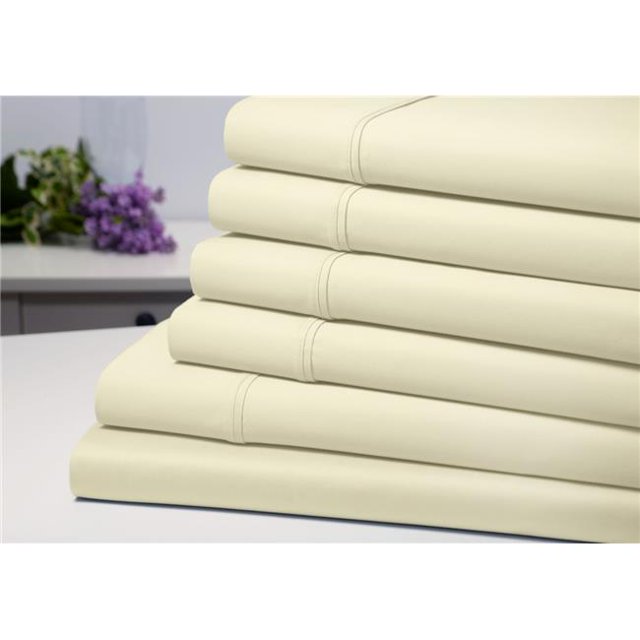Bamboo Comfort 1300KGIV Ensemble de 6 draps solides, Ivoire - Roi