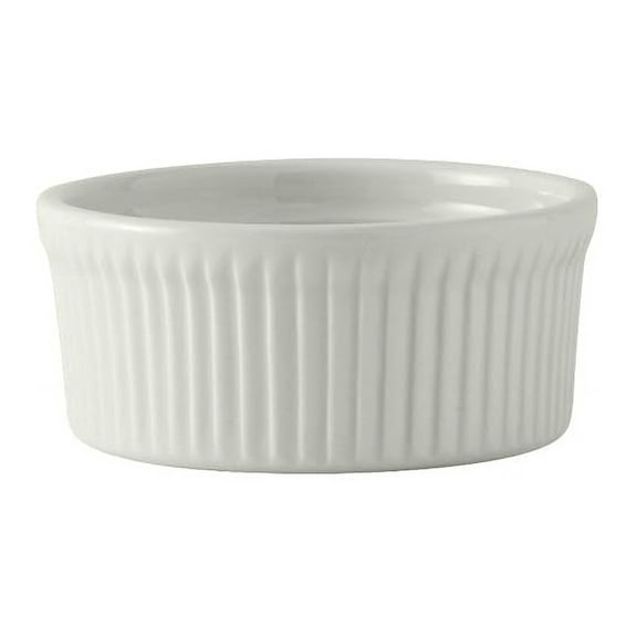 Tuxton China BPX-1002 Soufflé, 10 oz., 4-1/2" Diameter x 2"H, Round, Microwave and Dishwasher Safe, Oven Proof, Fully Vitrified, DuraTux, Porcelain White, Pack of 12