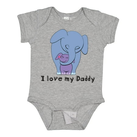 

Inktastic I Love My Daddy Elephant Blue Purple Gift Baby Boy or Baby Girl Bodysuit