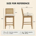 thumbnail image 2 of French Country Bar Stools Set of 6, Rattan Counter Height Stools, Linen Upholstered, Farmhouse Wooden Barstools with Cane Back, Beige Kitchen Island Chairs, Sillas para Barra de Cocina (Beige, 6 Pcs), 2 of 8