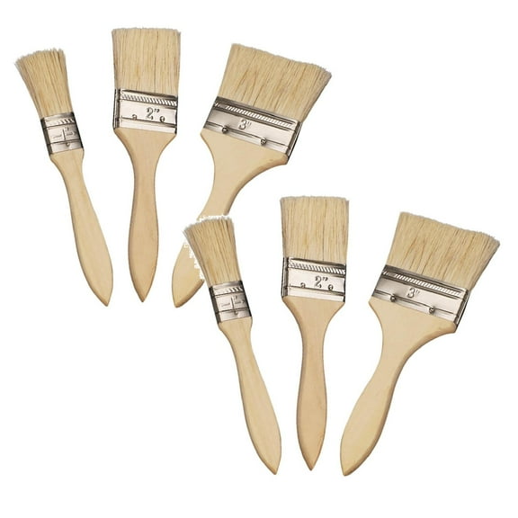 6Pcs Brush Brush Barbecue Handle Brush Paint 1/2/3 Inchwooden Tools Home Improvement Silicone Oil Brush Home Decor