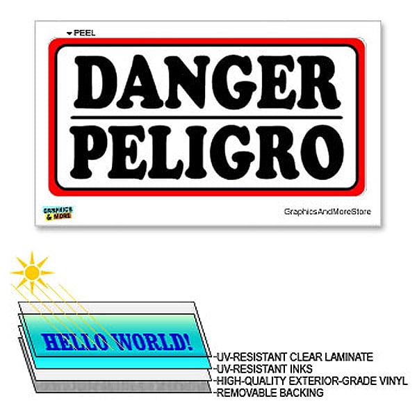 Danger Spanish Peligro 12 in x 6 in Laminated Sign Window Business