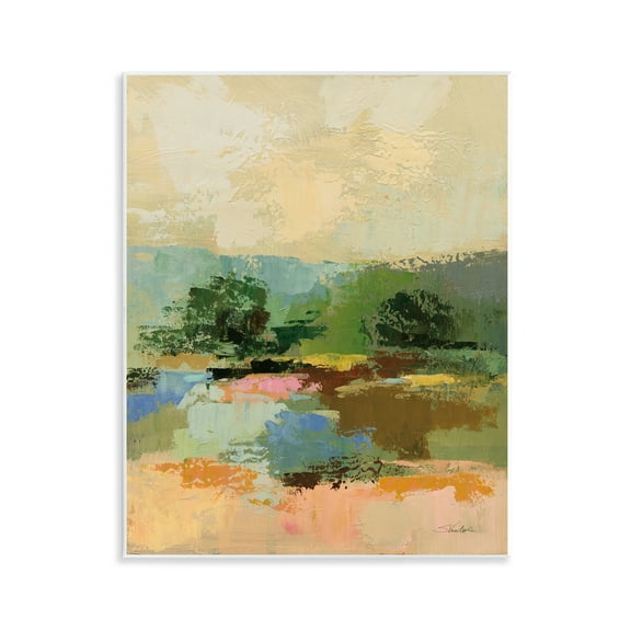 Stupell Industries Across The River Abstract Landscape Painting Unframed Art Print Wall Art, 11 x 14