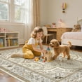 thumbnail image 4 of UERMEI 9'x12' Washable Large Area Rugs for Living Room, Vacuum friendly, Vintage Floral Boho Printed Carpet, Non Slip Indoor Rugs for Bedroom Home Decor Carpets, Brown/Cream, 4 of 9