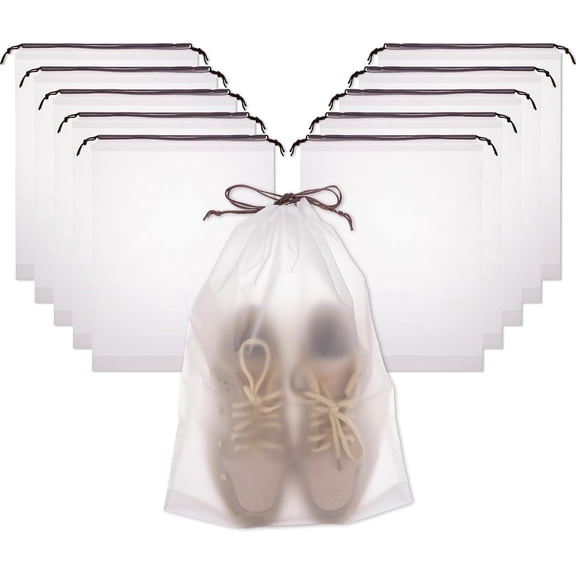 100 PCS Translucent Shoe Bags for Travel, Large Travel Shoe Bag Portable Shoe Bag, Travel Shoe Bag with Drawstring, for Rainy Days Out or Traveling (White)