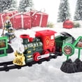 thumbnail image 1 of Juego de tren de Navidad con vapor, sonido, luces | Locomotora eléctrica roja en miniatura | Decoración festiva, pistas incluidas, juguete a pilas | 35x23x6cm | Regalo navideño, 1 of 6