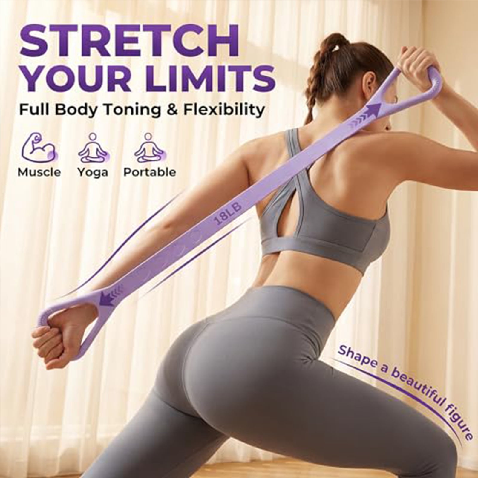 Figure 8 Resistance Band with Handles, 2026 New Resistance Band with Handles for Exercise, Flex Sculpt Band for Women Arms Shoulder Back Legs Stretching Pilates Yoga