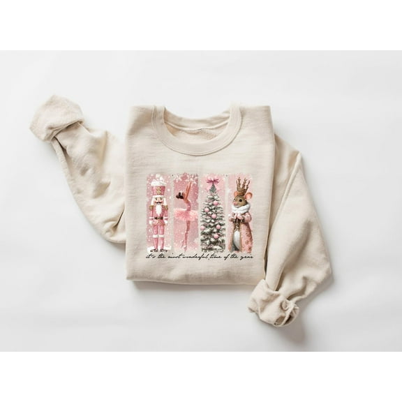 Nutcracker Sweatshirt, Pink Nutcracker Sweatshirt, Nutcracker Gifts, Nutcracker Sweater, Pink Christmas Sweatshirts, Holiday Crewneck