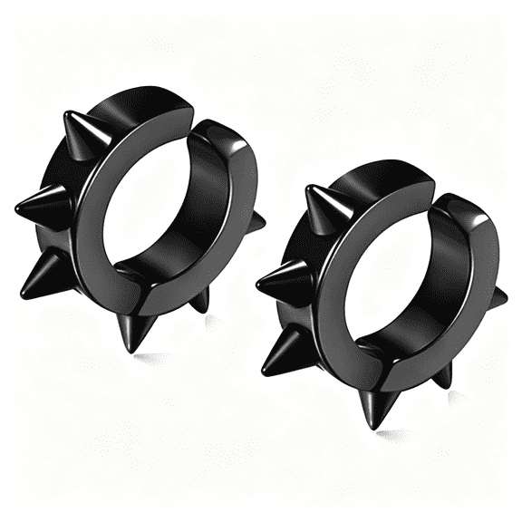 DESIGNICE Men Women Jewelry Stainless Steel Clip On Earrings Hoop Spike Punk Earring Huggie Non-Piercing