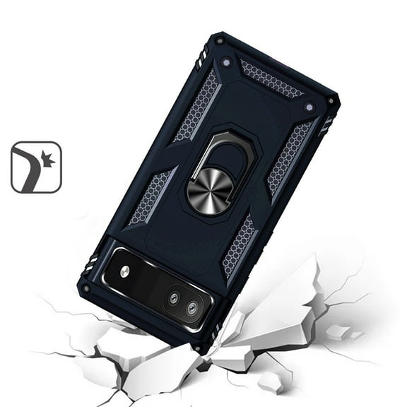 For Google Pixel 6A Military Grade Rugged Dual Layers Shockproof Hybrid Protection with 360° Magnetic Ring Kickstand Cover ,Xpm Phone Case [ Blue ]