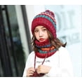 thumbnail image 2 of Conjunto de gorro y bufanda de punto para mujer, gorro de invierno cálido y grueso con pompón de ganchillo y dobladillo para exteriores., 2 of 4