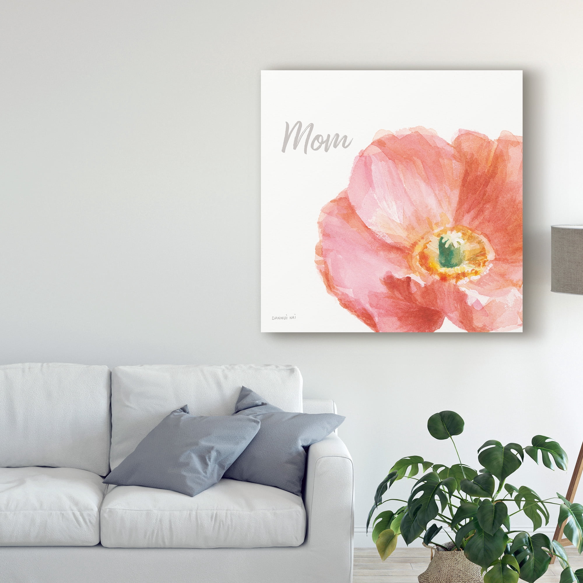 Trademark Fine Art 'Garden Poppy Flipped on White Crop II Mom' Canvas Art by Danhui Nai