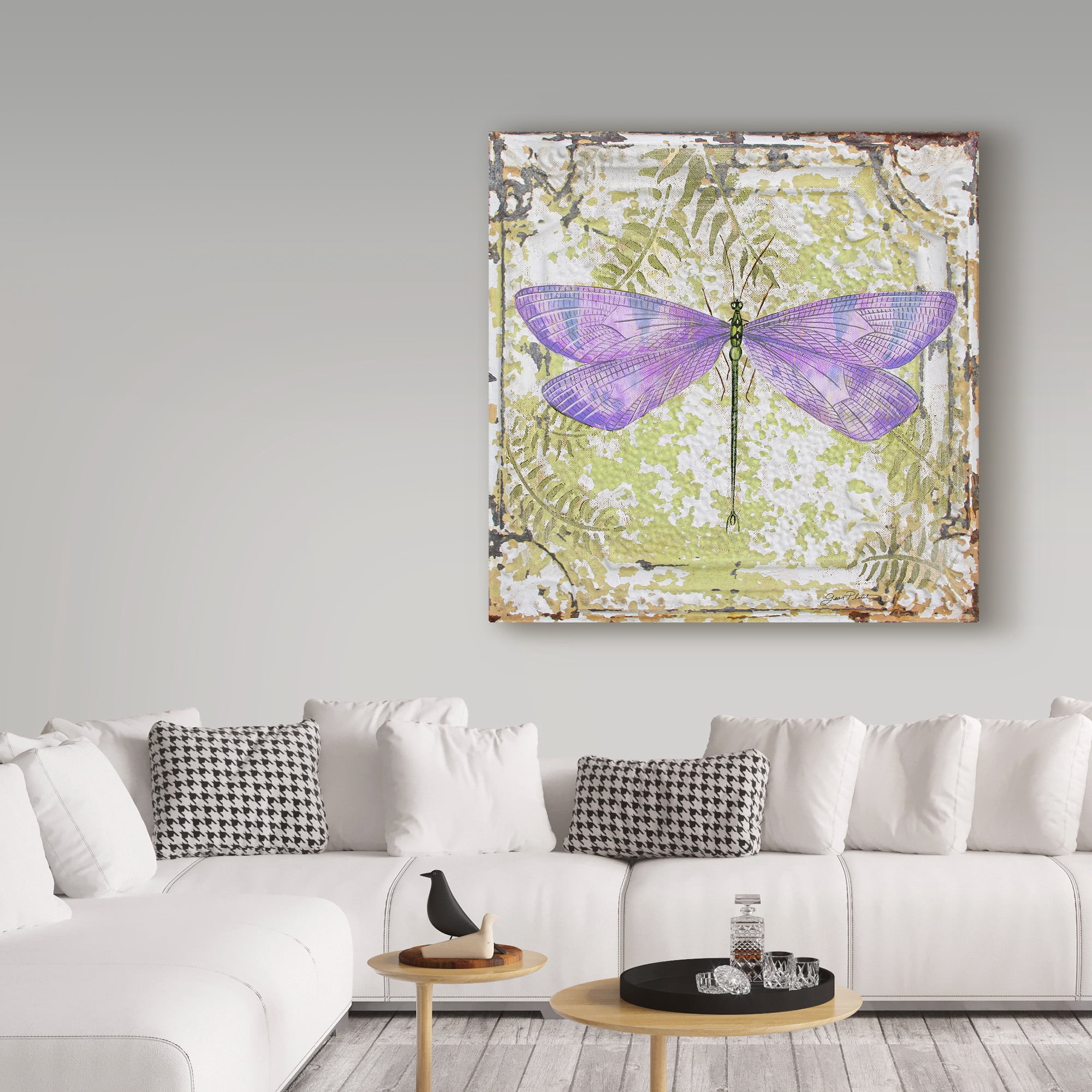 Trademark Fine Art 'Dragonfly On Tin Tile 4' Canvas Art by Jean Plout