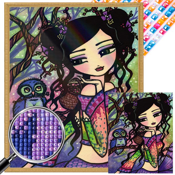 Kit Con Cuentas Cuadradas 5D DIY para Niña Del Arte Artesanal 45x55cm