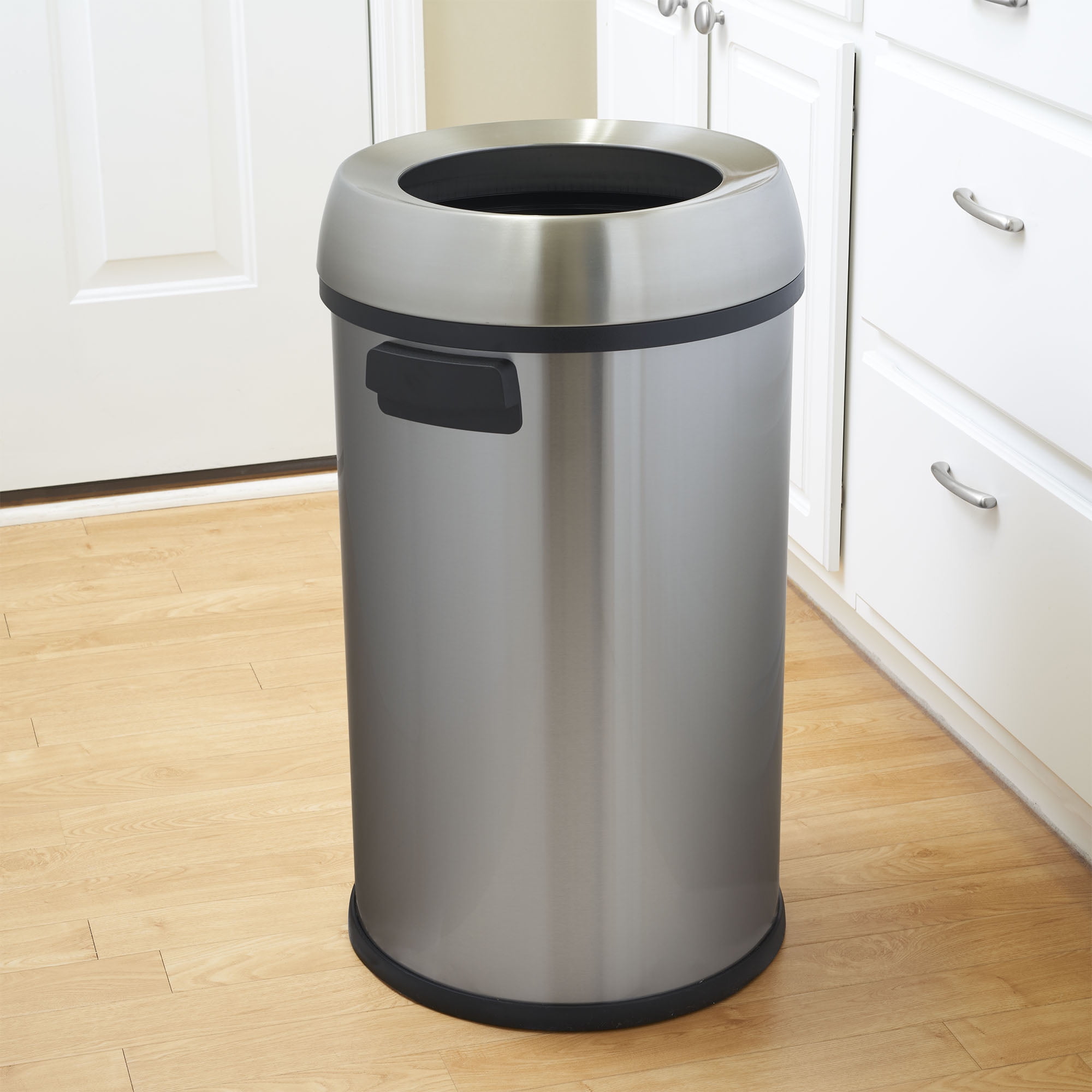 Design Trend Round Stainless Steel Commercial Trash Can with Open Top