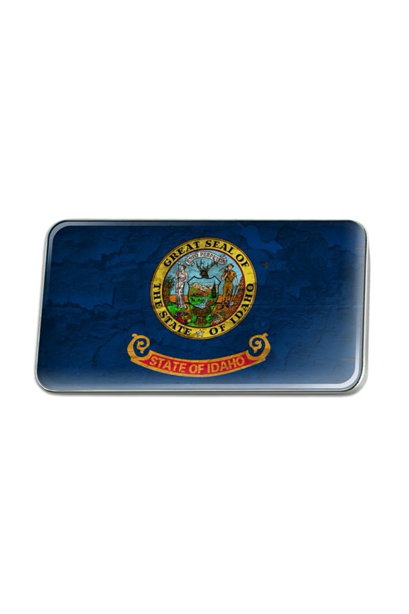 Rustic Idaho State Flag Distressed USA Metal Rectangle Lapel Hat Pin Tie Tack Pinback