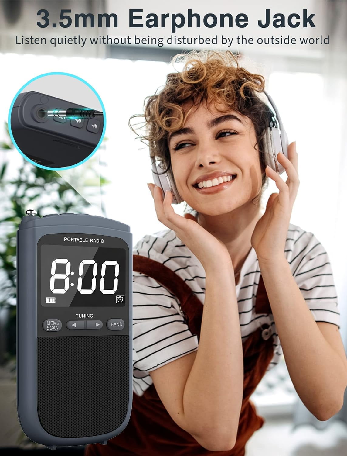 Portable Radio AM/FM with Speaker,Mini Transistor Pocket Radio with LCD Display, Digital Radio Stereo Earphone,Walkman Radio with 900mAh Rechargeable Battery,Best Reception Radio for Walking