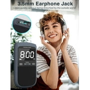 Wiher AM FM Walkman Radio:900mAh Rechargeable Portable Pocket Radio with Digital Tuning, LCD Screen,Stereo Earphone Jack, Sleep Timer and Alarm Clock for Jogging,Walking Gray