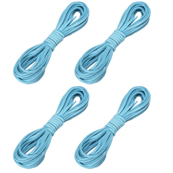 Uxcell 4 Pcs Faux Suede Leather Cord, 2.6mm x 5.5 Yards Flat Thin String Leather Crafting Rope Thread for Jewelry Making Necklace Bracelet DIY Handmade Crafts, Bright Blue