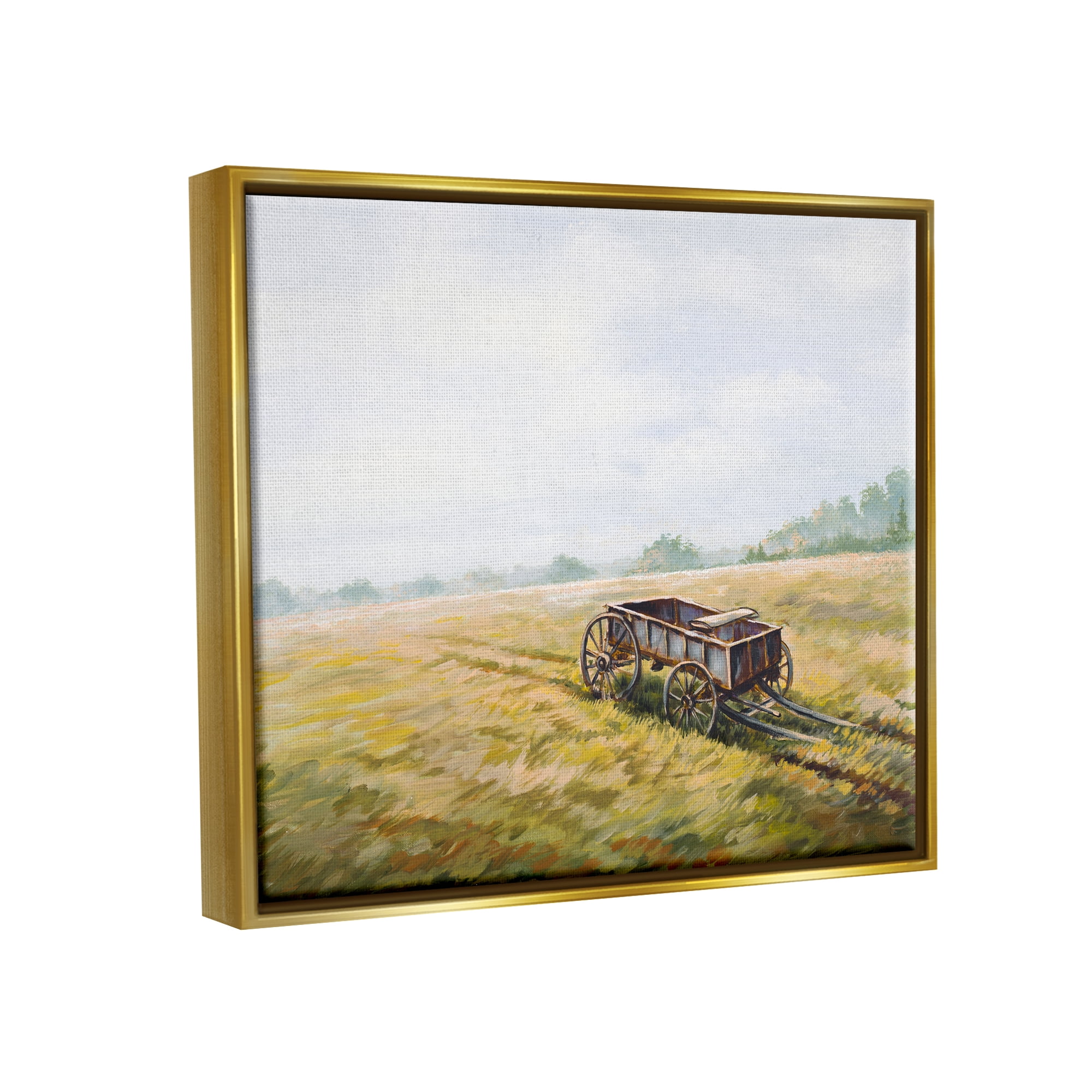Stupell Industries Wild West Wagon Cart Rural Hill Farm Scenery Metallic Gold Framed Floating Canvas Wall Art, 24x30, by Bruce Nawrocke