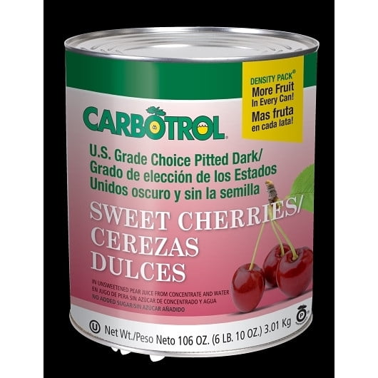 Carbotrol #10 Juice Packed Canned Fruit, Dark Sweet Cherries (6 - 105oz Cans per Case)