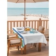 thumbnail image 2 of Outdoor Tablecloth with Umbrella Hole for Patio/Picnic/Party/Camping, Tropical Palm Trees Waterproof Table Cloth Rectangle Table Cover Washable, Summer Coastal Striped Green Teal (60"x 120"), 2 of 9