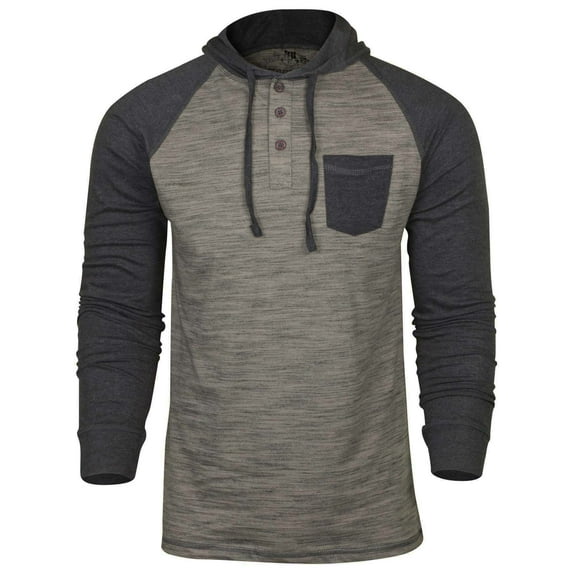 9 Crowns Raglan Lightweight Pullover Long Sleeve Hoodie (Small, Grey/Charcoal)