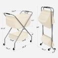 thumbnail image 2 of Collapsible Laundry Cart with Wheels 31.5"H Rolling Laundry Hamper Clothes Basket with Wheels, Canvas Liner Sturdy Steel Frame Folding for Small Narrow Space Easy Storage, Beige, 2 of 9