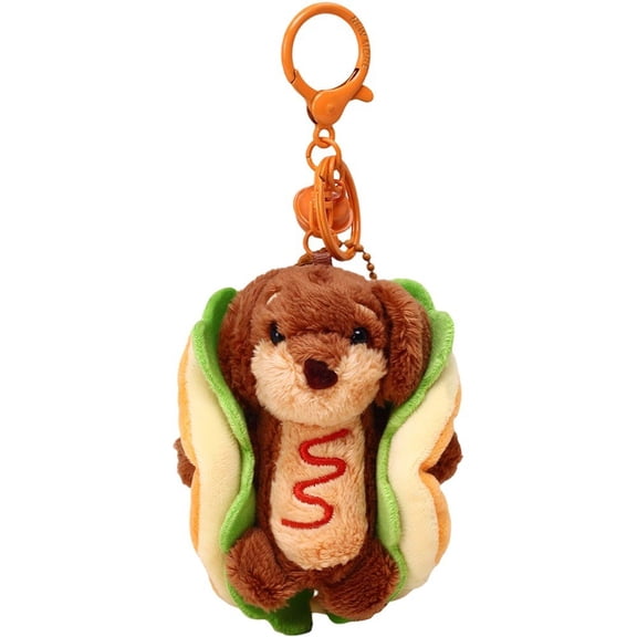 Cartoon Hamburger Dachshund Keychain, Cute Dog Keychain Bag Charm Keyring Pendant for Handbag Purse Car Keys Accessories