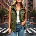 thumbnail image 2 of Admvng Womens Cargo Sleeveless Vest Drawstring Waist Multi Pocket Casual Outdoor Workwear Jacket, 2 of 7