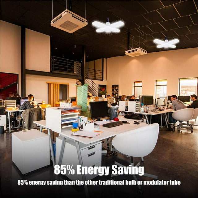 stanreset LED Ceiling Lamp Foldable Four Leaf Light Worklight Lamp for Warehouse Office Supermarket