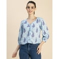 thumbnail image 5 of Moomaya Elegant Printed Sweetheart Neck Georgette Top - 3/4 Sleeves, Party Top, 5 of 9