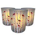 thumbnail image 6 of Christmas Candle Holders - Cardinals on Birch Branches on Frosted Glass - Tabletop Holiday Candleholders - Set of 3 - 2.75" H X 2.25" W- 9735, 6 of 6