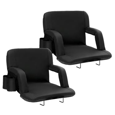 KFFKFF 2 Pack Portable Stadium Seat Back Support Reclining Bleacher Chair , Folding Padded Cushion Stadium Chair with Hook Pocket Cupholder