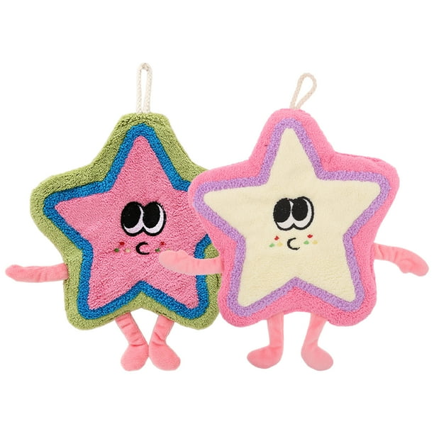 2 toallas de mano absorbentes con lazo para colgar, toallas de baño con forma de estrella, toallas de cocina para secarse las manos y toallas de secado rápido