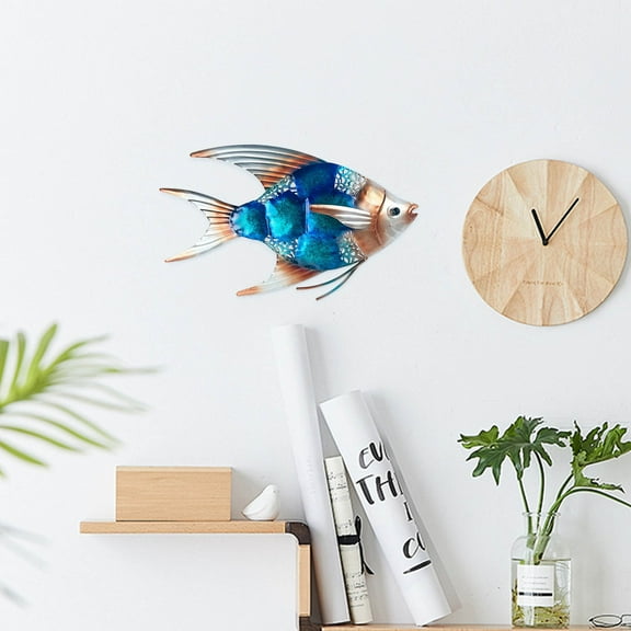 Coollooc Coastal Wall Decor, Iron Art Tropical Fish Wall Hanging Garden Pool Wall Decoration, Creationary Fish Wall Decoration, Fish Wall Sculpture for Pool Bathroom Bedroom Patio