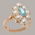 thumbnail image 2 of LBG British Made 18k Rose Gold Natural Blue Topaz & Cultured Pearl Womens Statement Ring - 33 size options - Size 11.5, 2 of 6