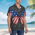 thumbnail image 3 of Pofeuu Butterfly With USA Flag Print Hawaiian Shirt for Men Sleeves Casual Button Down Summer Beach Dress Shirts T-Shirts,XX-Large, 3 of 7