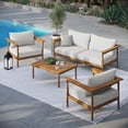 thumbnail image 1 of Modway Wren Ensemble de Mobilier de Patio Extérieur 4 Pcs en Bois Flotté Naturel, Blanc, 1 of 10